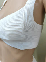 Tossy Fashion Knit 2 Piece-Set Shorts Women Clothes Patchwork Ribbed Backless Cropped Top And High Waist Knitwear Shorts Outfits