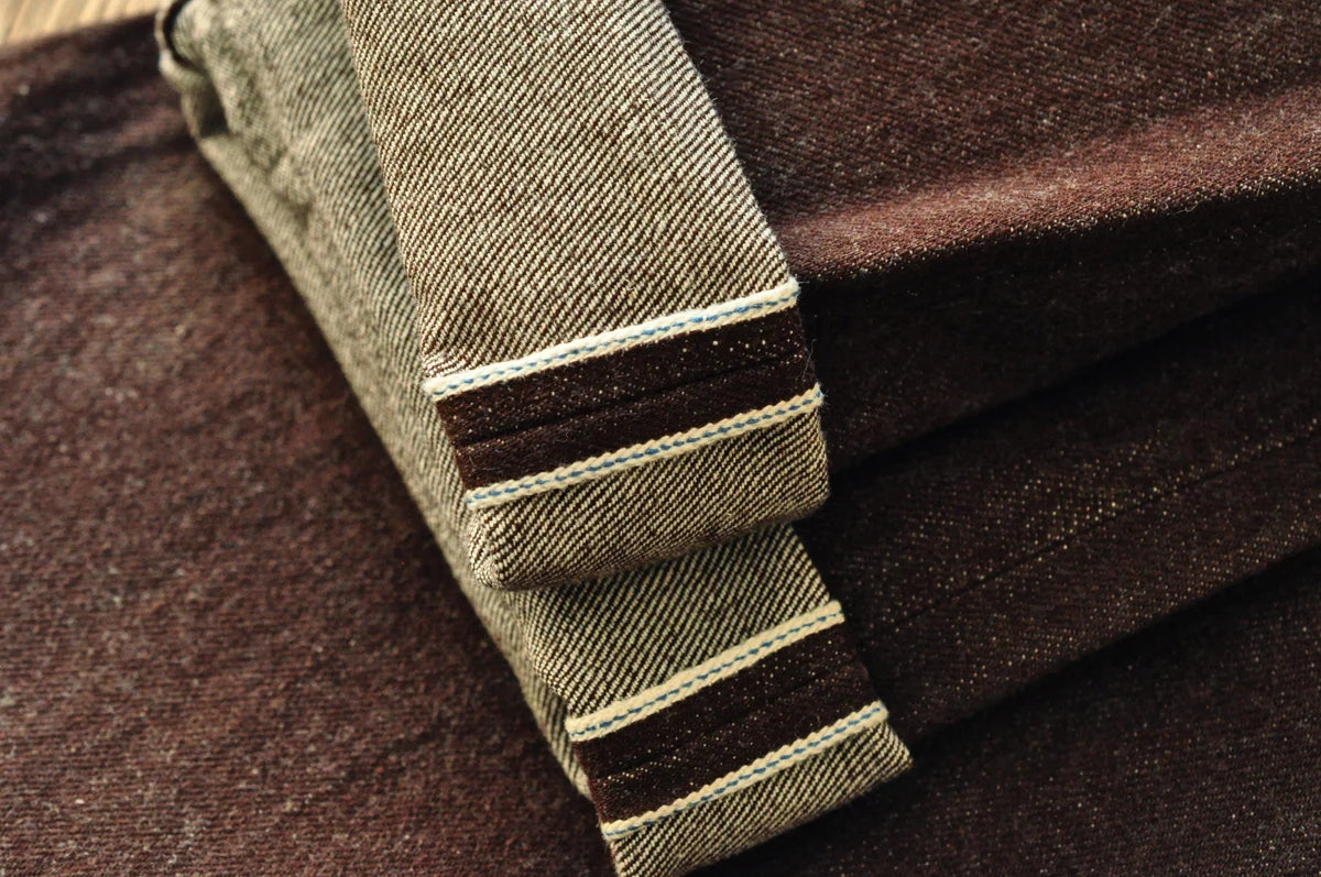 SauceZhan Brown Selvedge Denim Tapered Jeans – 13.8 oz