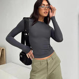 Slim Fit Long Sleeve Base Tee - Solid Casual Pullover