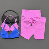 2Pcs HISTELLO Seamless Yoga Sports Set for Women Resistant Backless Bra Pilates Fitness Workout Running Leggings Gym Suit