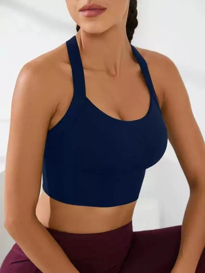 Cross-Back Adjustable Seamless Sports Bra Set – Breathable & Pad-Free