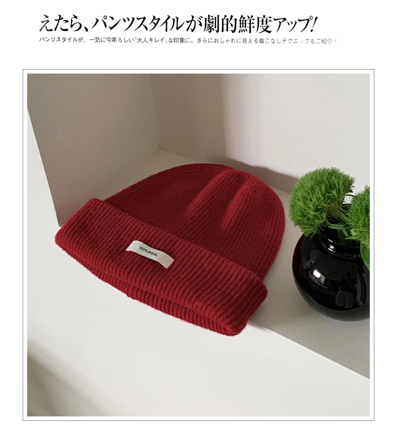 WinvyNee 100% Wool Knitted Beanie Hat – Women & Men