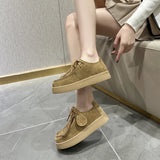 AIYUQI Women's Suede Leather Platform Loafers – British Style
