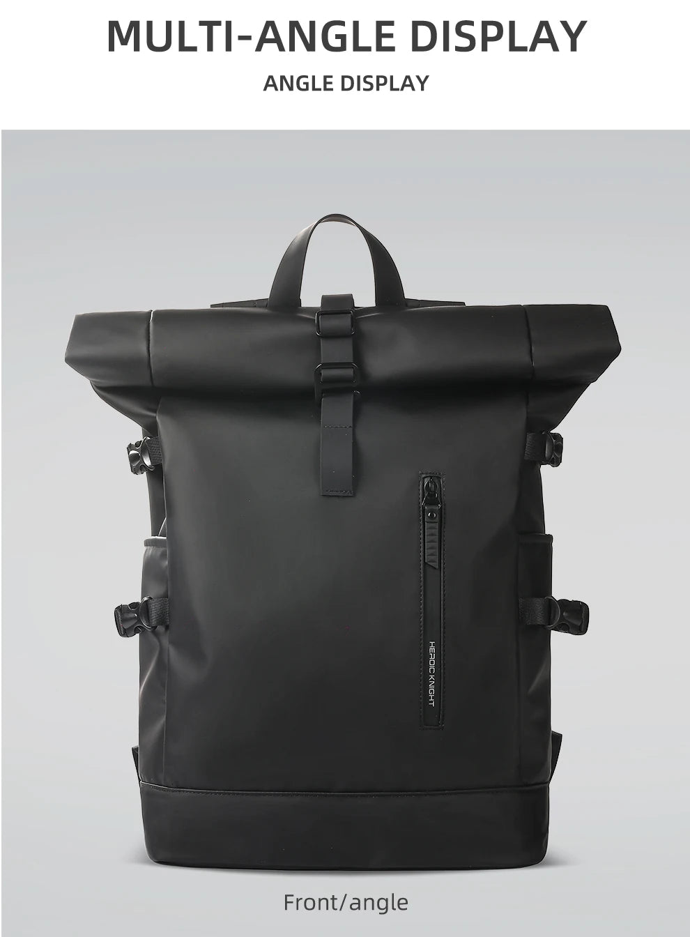 Heroic Knight Men's Backpack Waterproof Roll Top Backpack Women Travel Expandable USB Charging Large Capacity Laptop Bag Mochila