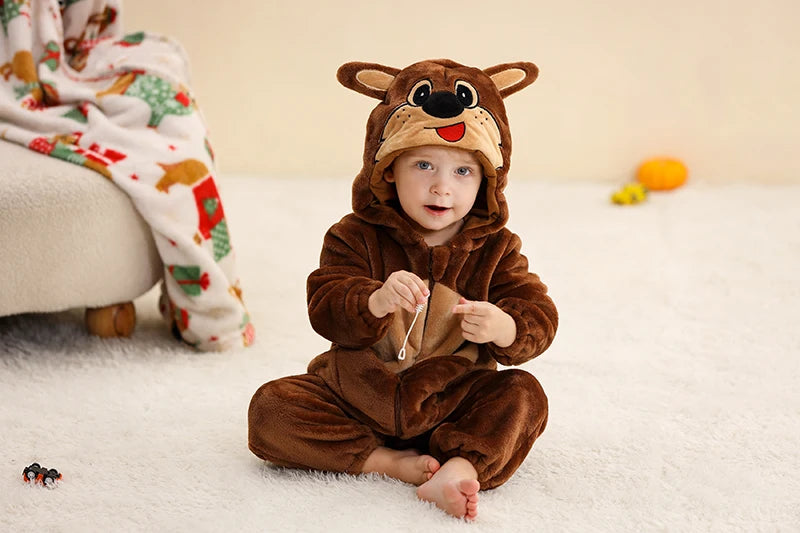 Plush Hooded Baby Winter Romper