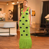 Knitted Tassel Splicing Maxi Dress