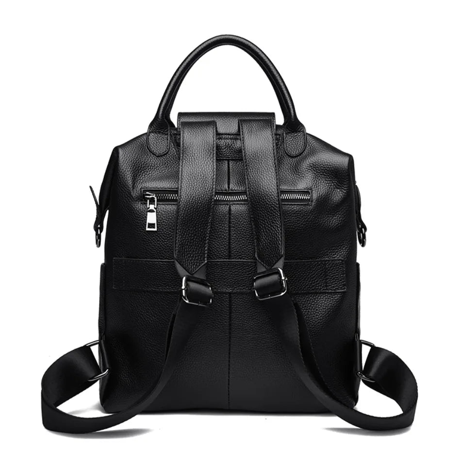 100% Genuine Cowhide Leather Women Backpack Large Capacity School Back Pack Female Casual Travel Bagpack Rucksacks for Girls Sac