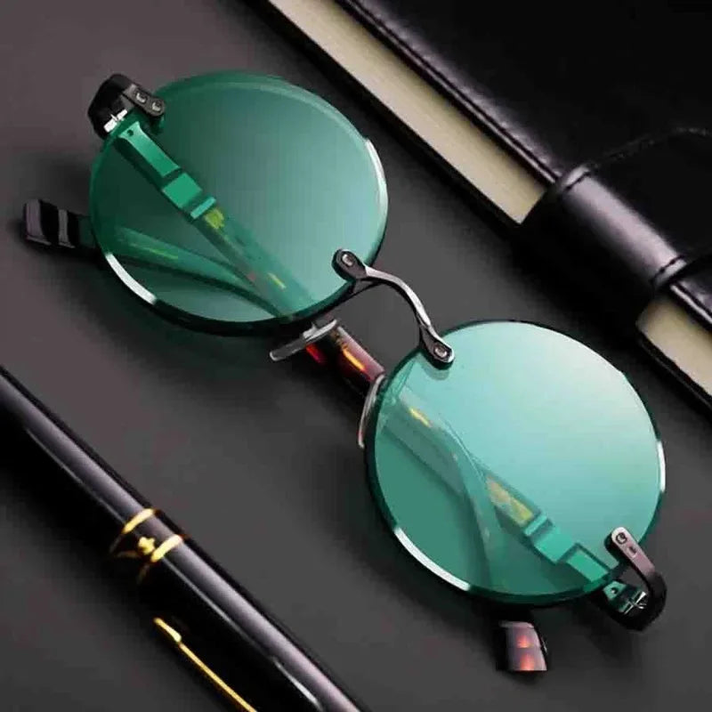 Rimless Round Sunglasses – UV400 Alloy Frame