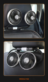 SEAMETAL Dual-Head USB Car Fan | 3-Speed 360° Cooling