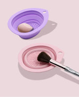 USA-Made Foldable Silicone Makeup Brush Cleaner & Powder Puff Washing Bowl
