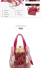 CH Transparent PVC Bucket Bag Women Colorful Jelly Tote Bags Small Crossbody Shoulder Handbag with Inner Pouch