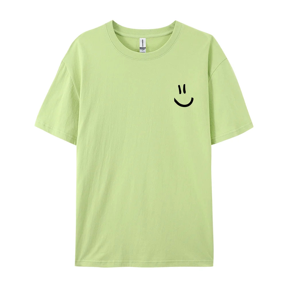 Men's Cotton T-Shirt with Minimalist Smile Print