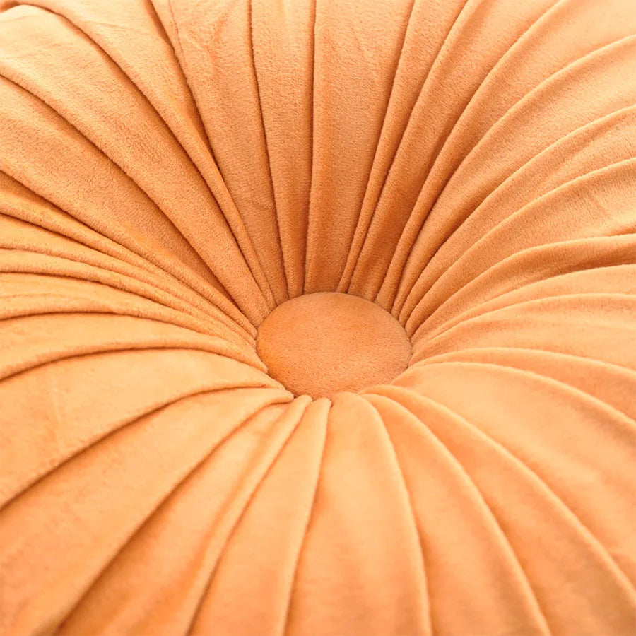 Pleated Velvet Pumpkin Cushion – Lumbar & Sofa Support