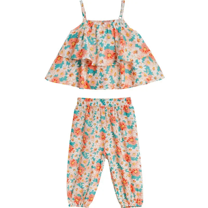 Girls' Floral Vest & Anti-Mosquito Suit