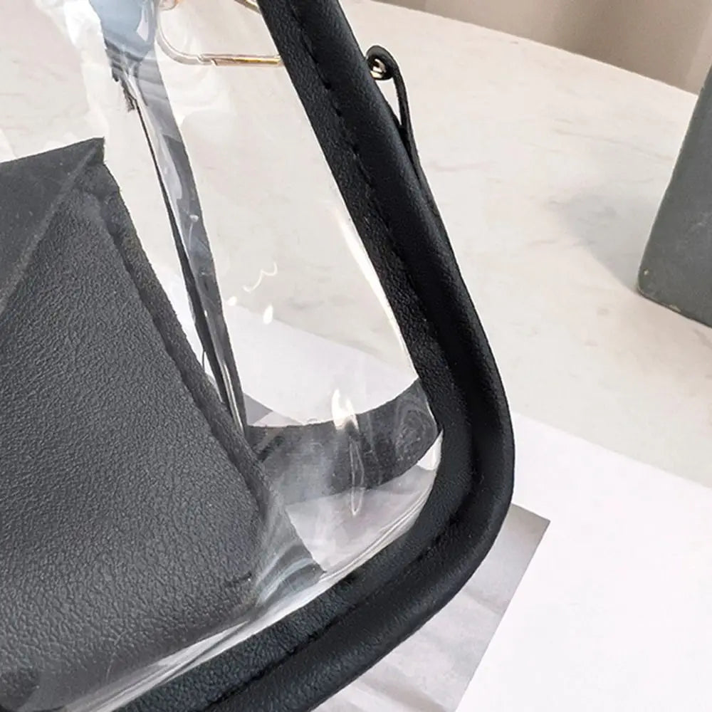 Transparent Crossbody Bag for Women Candy Color Letter Fashion Shoulder Bag PVC Transparent Jelly Bag Small Square Bag