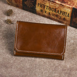 Genuine Cowhide Leather Wallet for Men Women Vintage Handmade Short Small Men's Wallets Compact Card Holder Leather Coin Purse
