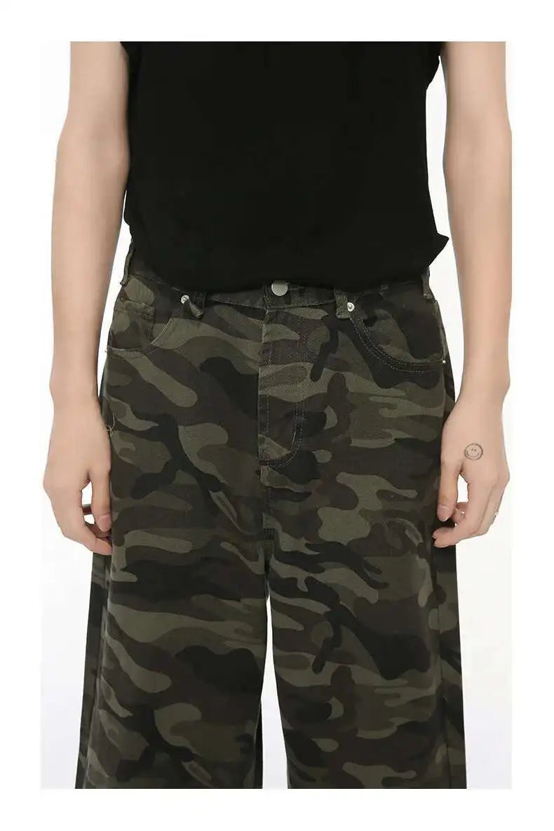 Vintage Camouflage Wide-Leg Men's Jeans
