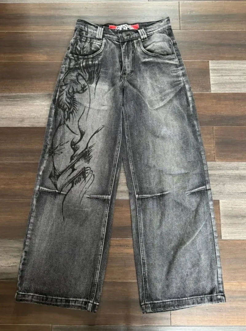 Harajuku Vintage Washed Gray Jeans