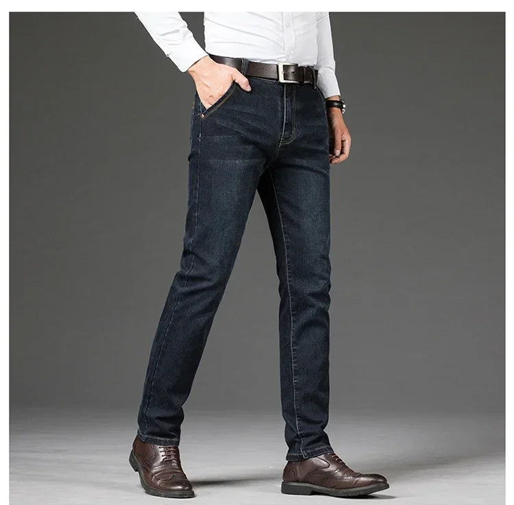 Men's Classic Straight-Leg Denim Jeans | Blue & Black