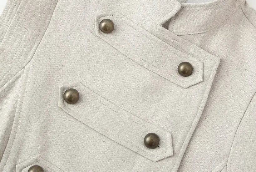 Women Stand Collar Double Breasted Mini Dress Sleeveless Elegant Casual Slim Fit Short Robe Lady Office New Dresses 2026 Summer