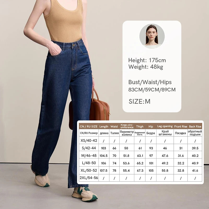 AMII Women's Barrel Jeans – Retro Straight Denim Trousers