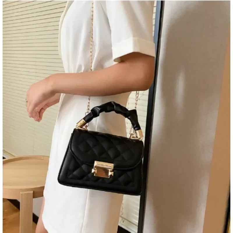 Women PU Leather Shoulder Bags Small Messenger Designer Female 2024 New Fashion Chain Rhomboid Crossbody Bag Ladies Mini Handbag