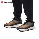 Baasploa Men Hiking Shoes Outdoor Waterproof Resistant Sneakers Male Winter Comfort Plush Warm Casual Walking Shoes Non-Slip