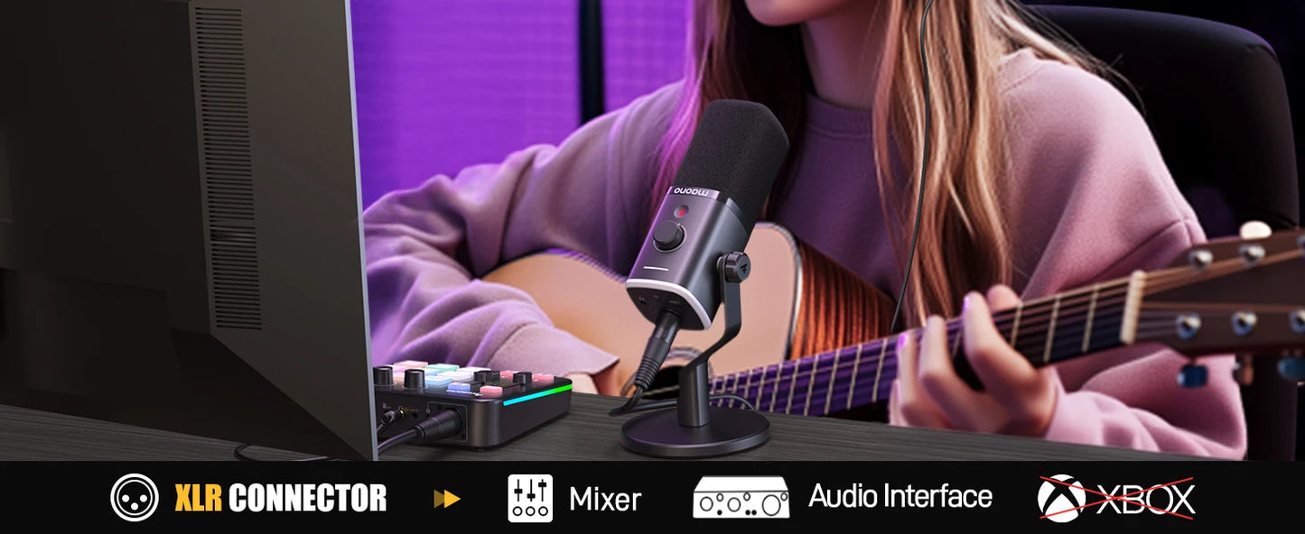 MAONO PD100X USB/XLR Dynamic Mic with RGB & Noise Reduction