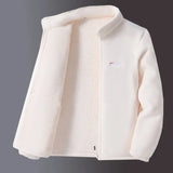 Women's Fleece Zip-Up Jacket with Embroidered Stand Collar