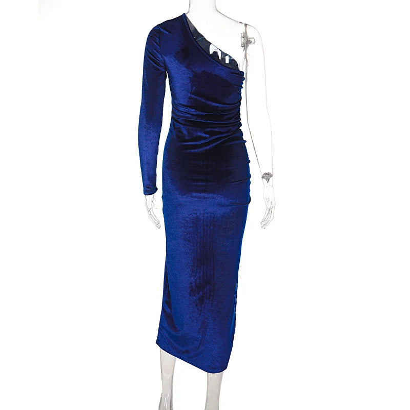 Elegant Velvet Split Midi Dress