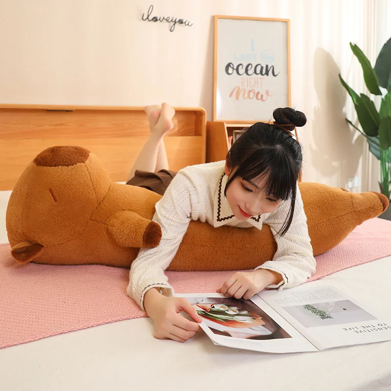 120cm Cartoon Strip Giant Capybara Plush Doll Pillow High Quality Soft Capybara Plush Toy Warm Hug For Girlfriend Birthday Gift