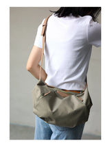 Lightweight Nylon Matching Genuine Leather Crossbody Bag High Quality Single Shoulder Bags Fashion Pleated Messenger Purses