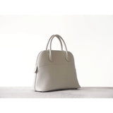 Premium Semi-handmade First-layer Cowhide Bowling Bag Portable Shoulder Large Shell Bag Commuting Temperament Versatile