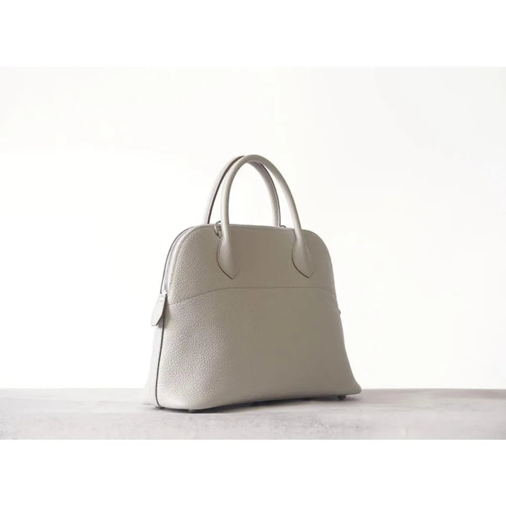 Premium Semi-handmade First-layer Cowhide Bowling Bag Portable Shoulder Large Shell Bag Commuting Temperament Versatile