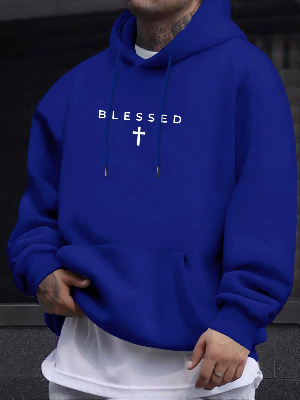 Men’s Cross & Geometric Print Hoodie