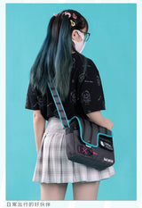 Bandai Hatsune Miku Buckle Shoulder Bag Cartoon Hatsune Miku Large Capacity Cool Storage Bag Anime Peripherals Holiday Gifts