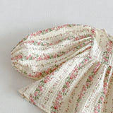 New Autumn Toddlers Girls Lace Embroidery Blouses Puff Sleeve Ruched Tops Baby Kids Floral Loose Shirts Fall Children Clothing