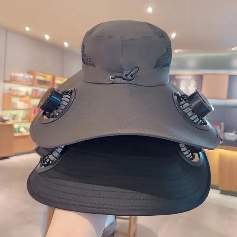 Solar-Powered Cooling Bucket Hat | UPF 50+ Wide Brim