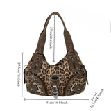 Y2K Leopard Print Shoulder Bag – Vintage Maillard Style