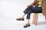 AIYUQI Women's Suede Square-Heel Loafers | British Style