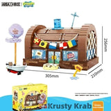 Spongebob Building Block Cartoon Krusty Krab Creative Restaurant Scene Model Patrick Star Assembly Toy Children's Birthday Gift