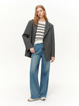 DUSHU High-Waist Straight Leg Jeans | Retro Washed Denim