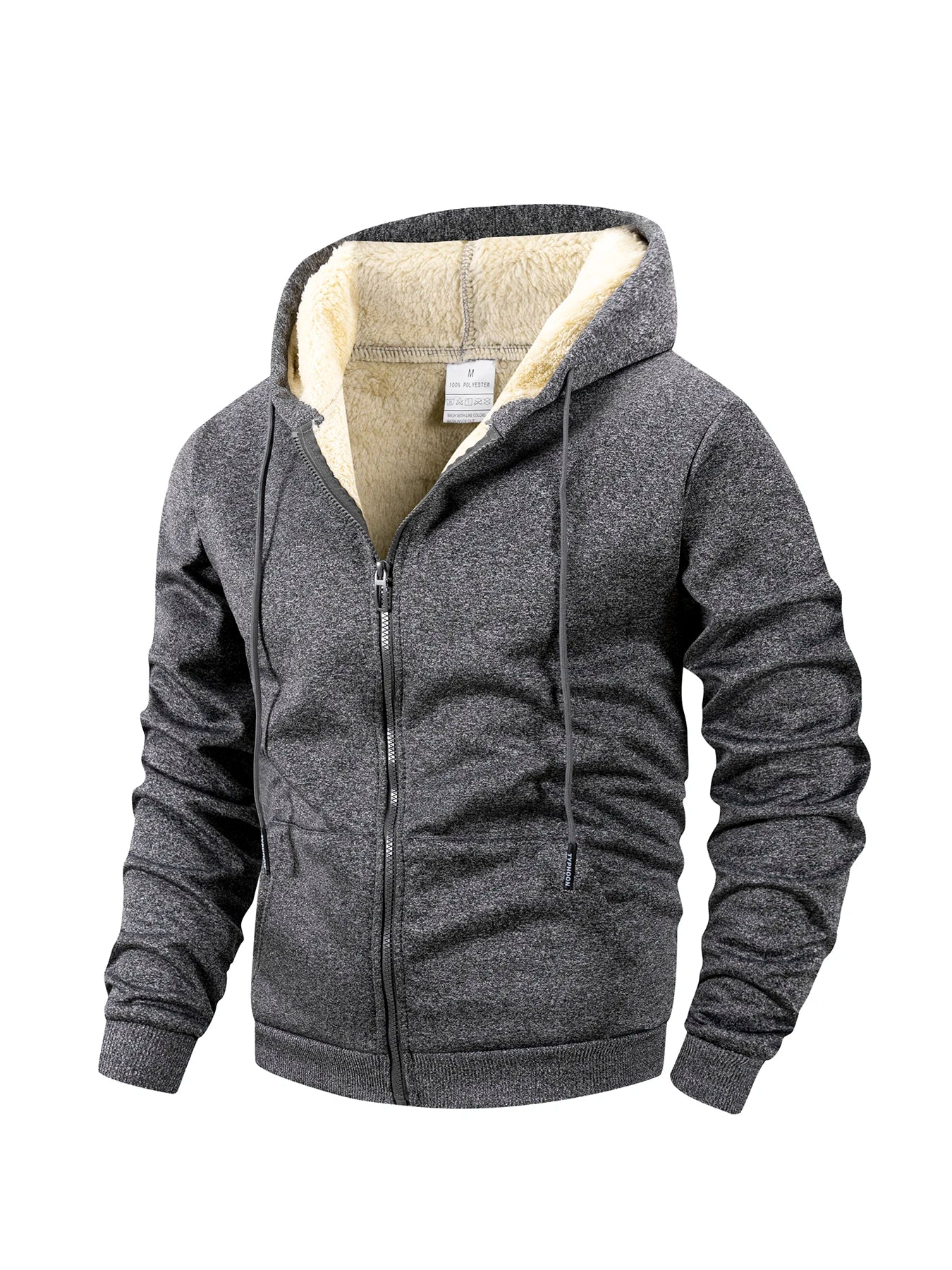 Men's Fleece Zip-Up Hoodie Jacket – Warm & Windproof