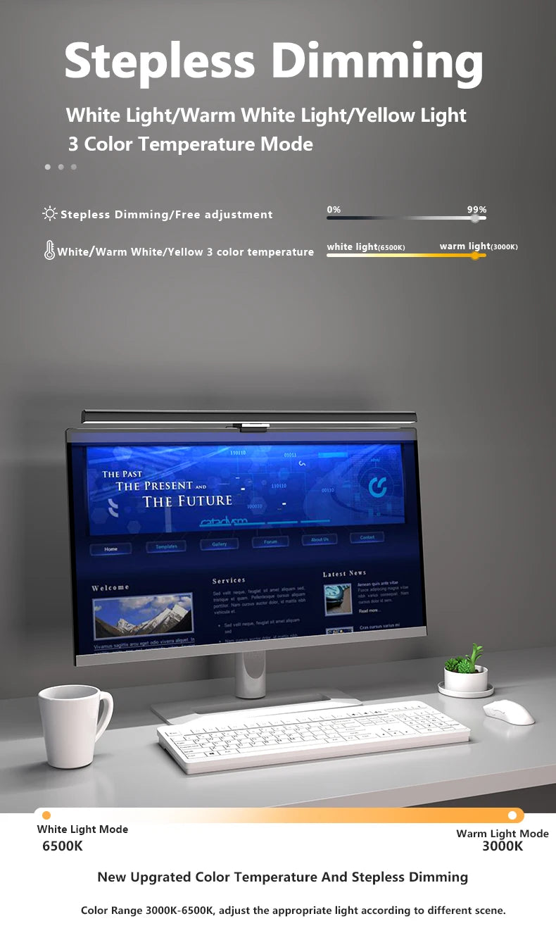 Monitor Light Bar – Stepless Dimming USB Desk Lamp