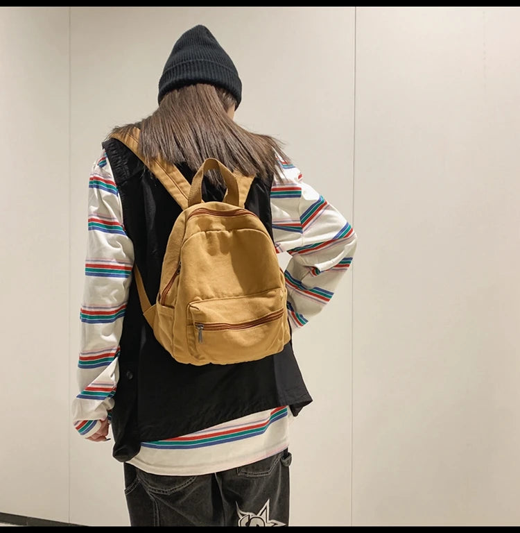 Mini Canvas Backpack – Vintage Unisex Rucksack