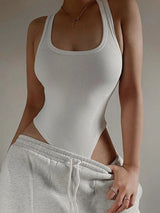 Women's Sleeveless Off-Shoulder Halter Knit Bodysuit