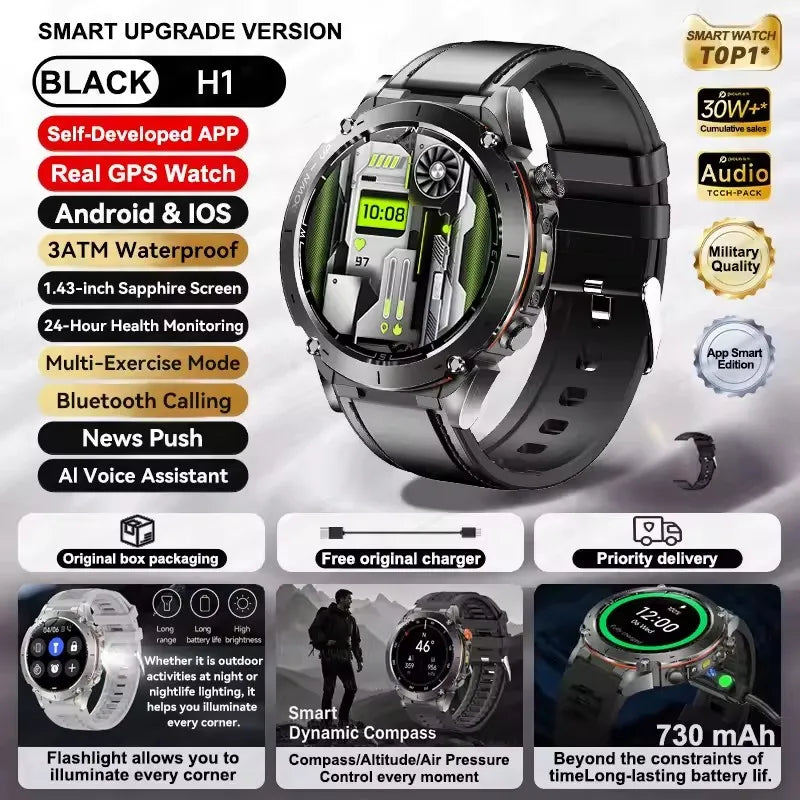 2025 New GUHUAVMI IOS Ultra GPS Smart Watch 10ATM Waterproof Built-in Dual-band GNSS Compass Military Sports Men SWIM Bracelet