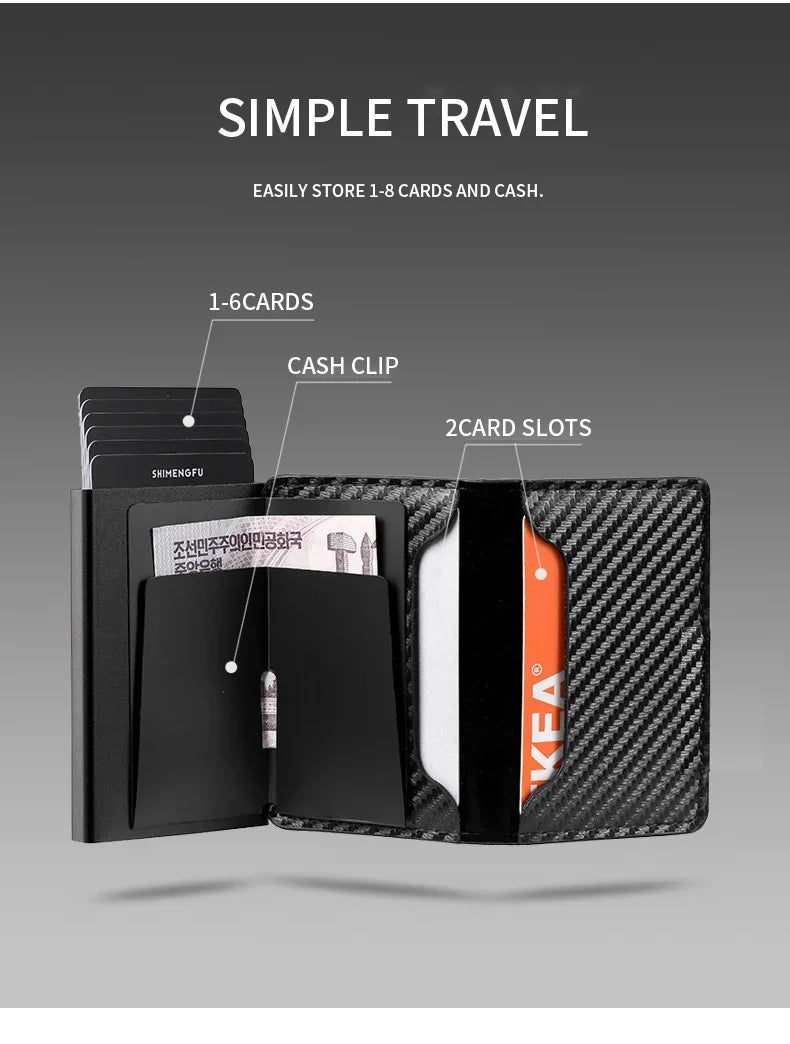 Unisex ANTI RFID Blocking Aluminum Pop-Up Card Holder Multi-Functional Designer Bank ID Card Wallet Business Purse for Men Women