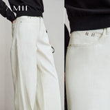 AMII Minimalist 2025 Autumn New Arrival Pants Minimalism Retro Casual Office Lady Pure Cotton Jeans Women Denim Trouser 12543141
