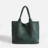 Woven Tote Bag For Women Soft Foldable Top-Handle Wristlet Bag Fashion Hobo Handbag Composite Bag with Coin Purse